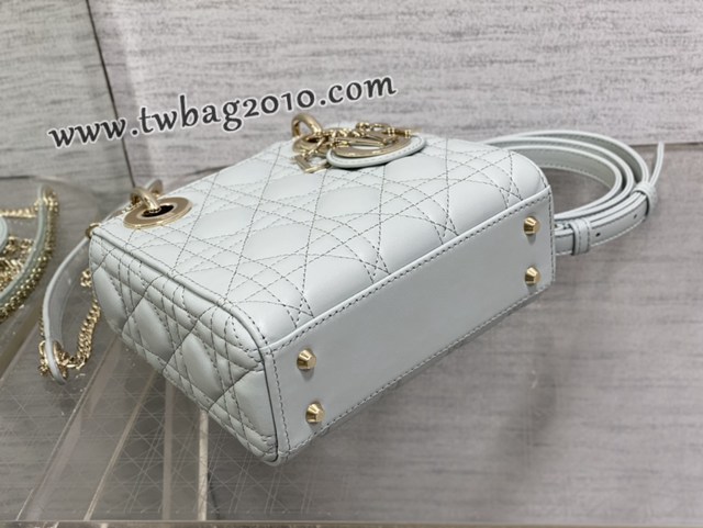 Dior专柜新款Lady女包迪奥顶级原单三格湖水蓝Classic Lady戴妃包 djfk1215